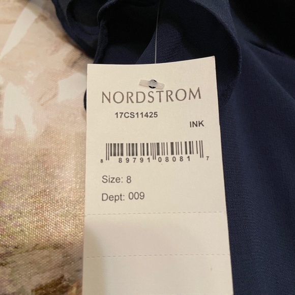 Navy blue flirty off the shoulder floaty dress - Picture 5 of 6